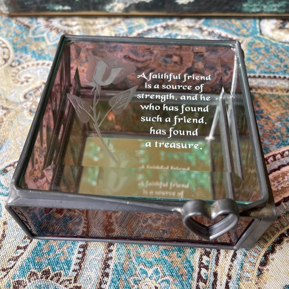 Trinket Box Leaded Glass lavender Faithful Friends